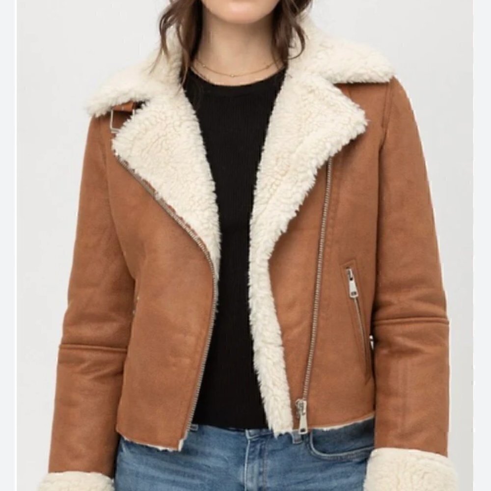 BRAND NEW | COZY WINTER JACKET | FULLY LINED | FAUX SUEDE  | SHERPA